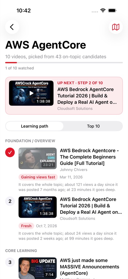 Up next moved to step 2 with progress shown